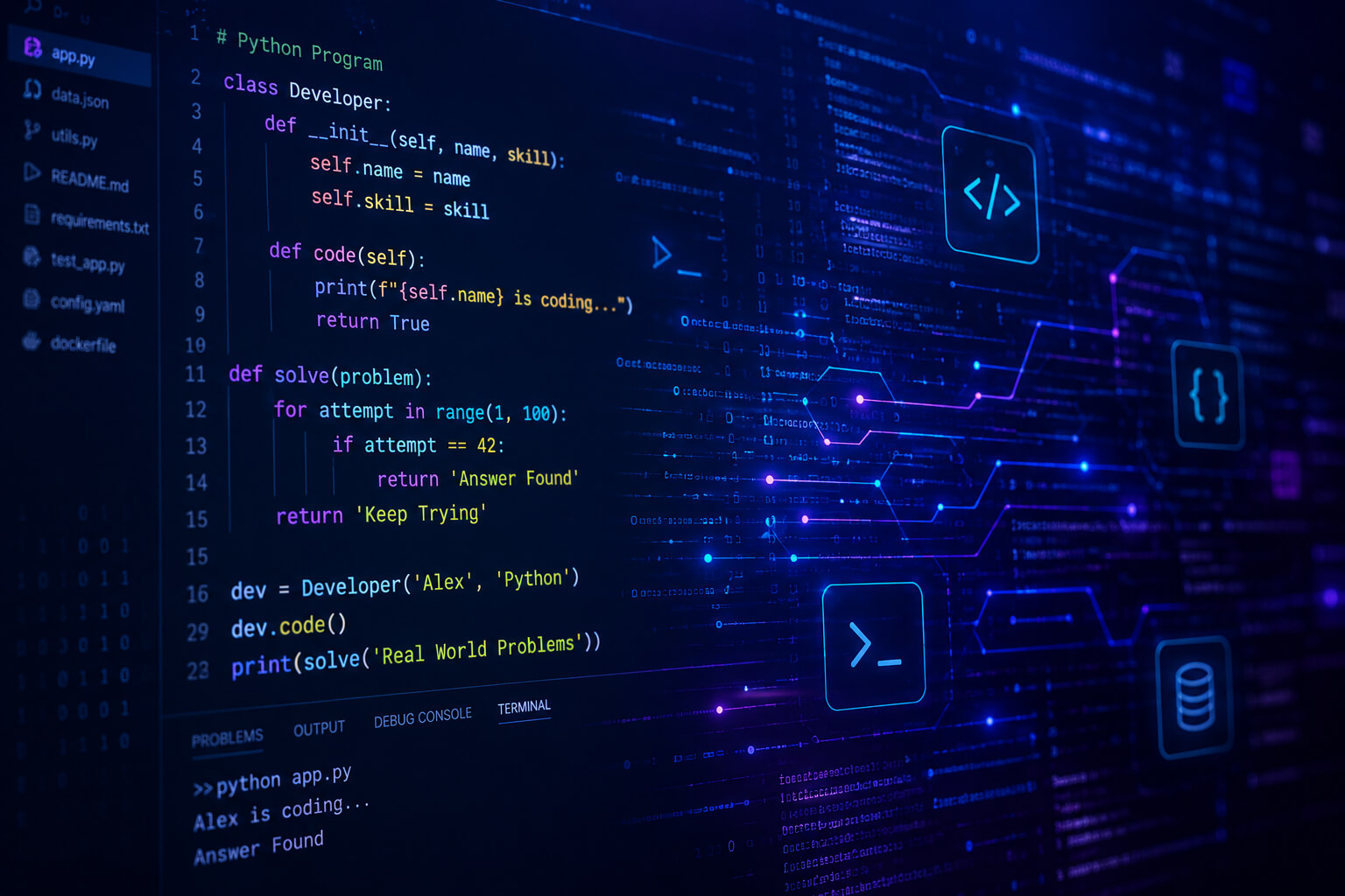 Programming code abstract technology background of software developer and Computer script